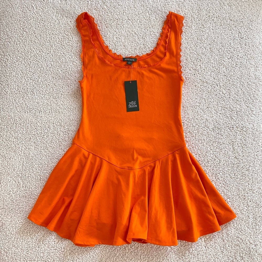 Wild Fable Vibrant Orange Ruffle Mini Dress
